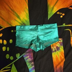 iHeartRaves Metallic Green Shorts